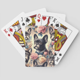 Cute Vintage French Bulldog  Painting Playing Cards