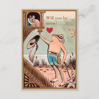 Cute vintage frog mouse valentine card