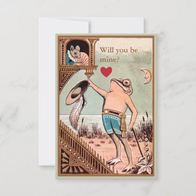 Cute vintage frog mouse valentine card (Front)