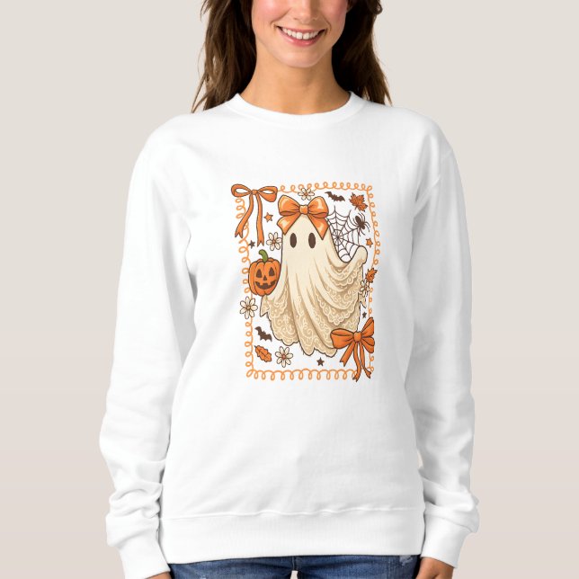Cute Vintage Ghost Halloween Sweatshirt (Front)
