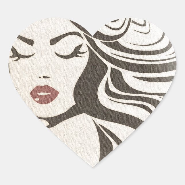 Cute vintage girl heart sticker (Front)