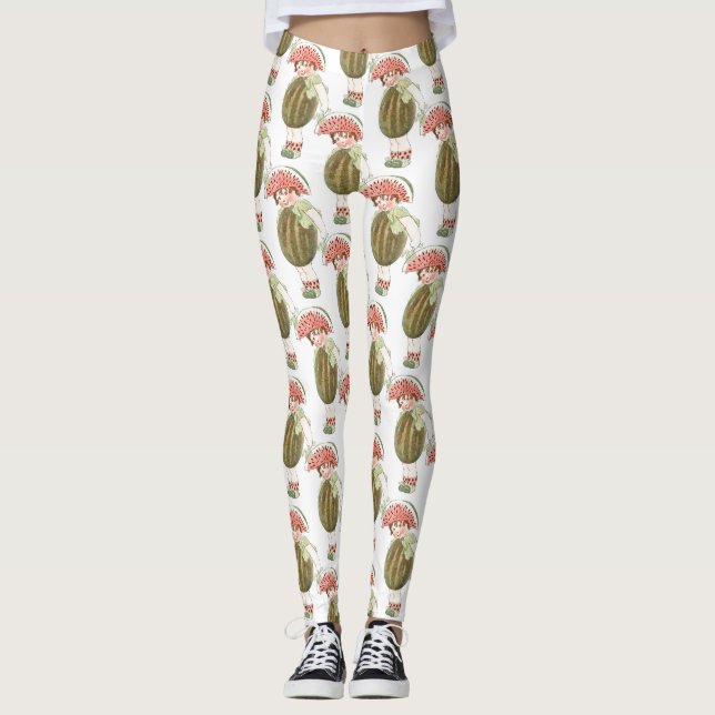 Cute Vintage Girl Watermelon Pattern Funny Legging (Front)
