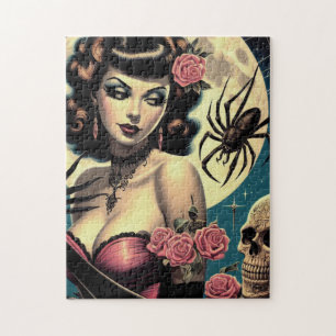 Cute Vintage Goth Girl Jigsaw Puzzle