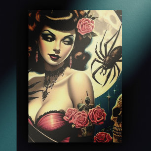 Cute Vintage Goth Girl Postcard