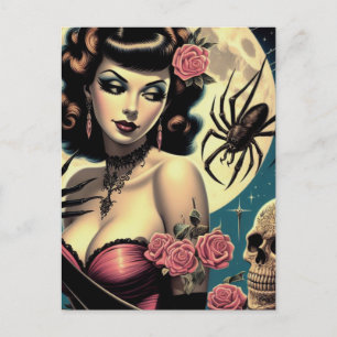 Cute Vintage Goth Girl Postcard