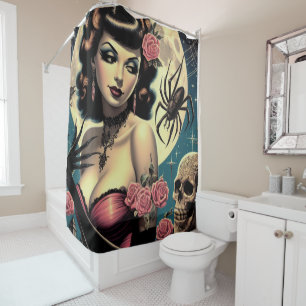 Cute Vintage Goth Girl Shower Curtain
