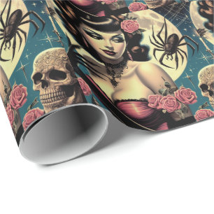 Cute Vintage Goth Girl Wrapping Paper