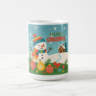 Cute, vintage green rustic snowman coffee mug