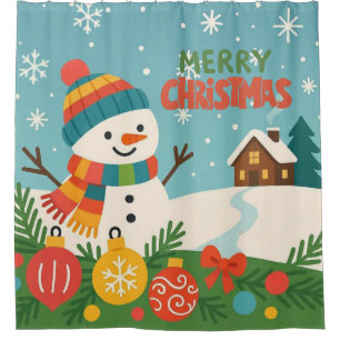Cute, vintage green rustic snowman shower curtain