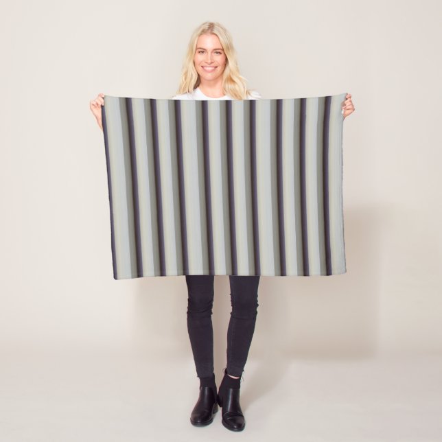 Cute vintage grey blue stripes  fleece blanket (In Situ)