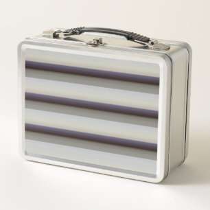 Cute vintage grey blue stripes metal lunch box