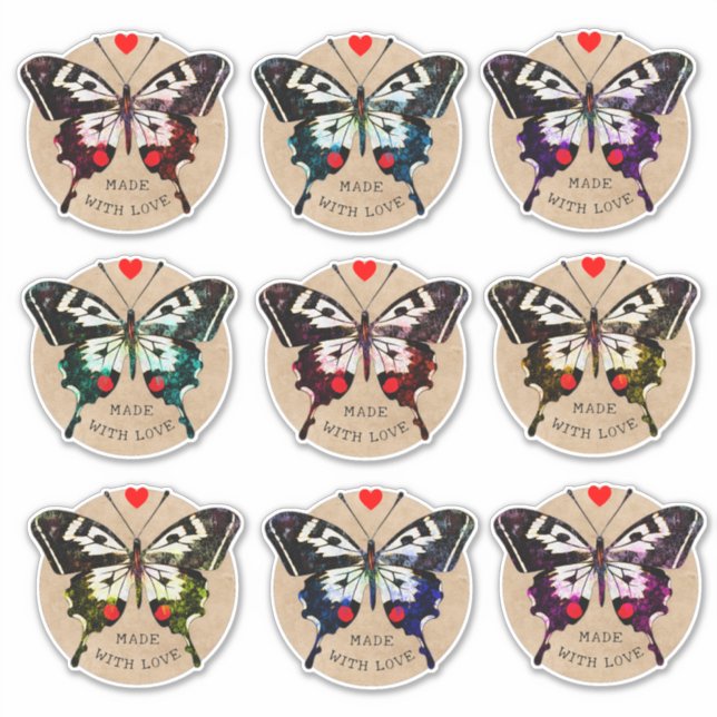 Cute Vintage Grunge Butterfly Heart Made With Love (Front)