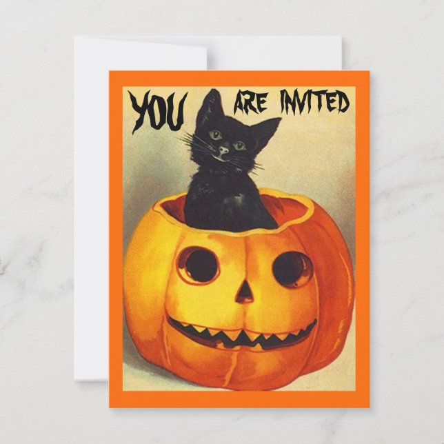 Cute Vintage Halloween Fun Party Invitations (Front)