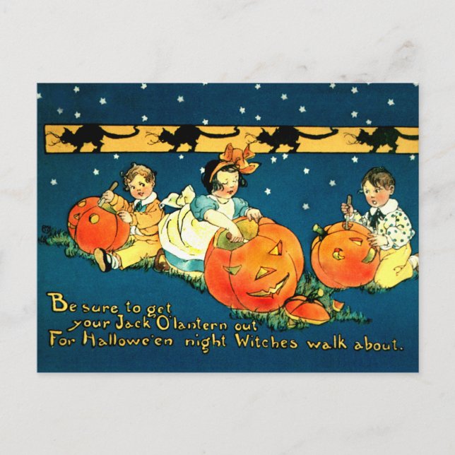 Cute Vintage Halloween Postcard (Front)