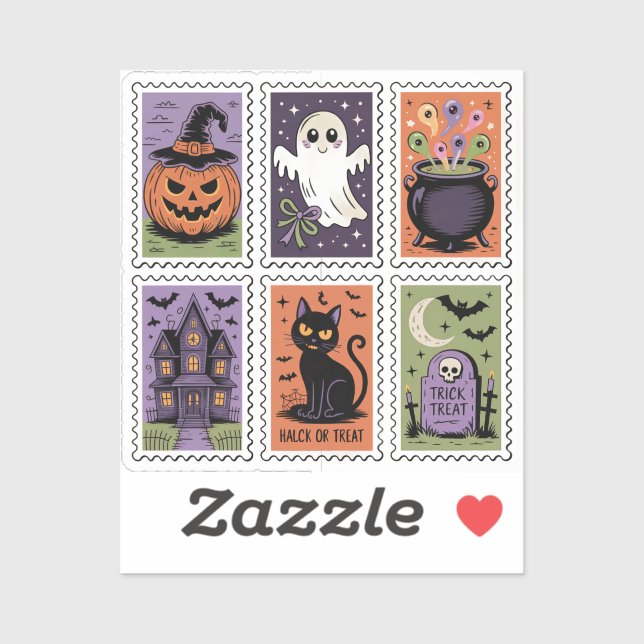Cute Vintage Halloween Sticker Set -Adorable Ghost (Sheet)