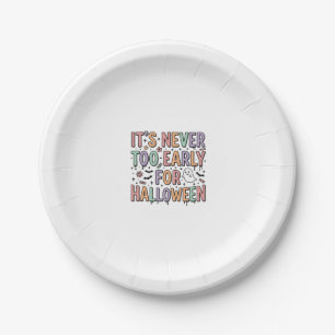 Cute Vintage Halloween Too Early Typography T-Shir Paper Plate