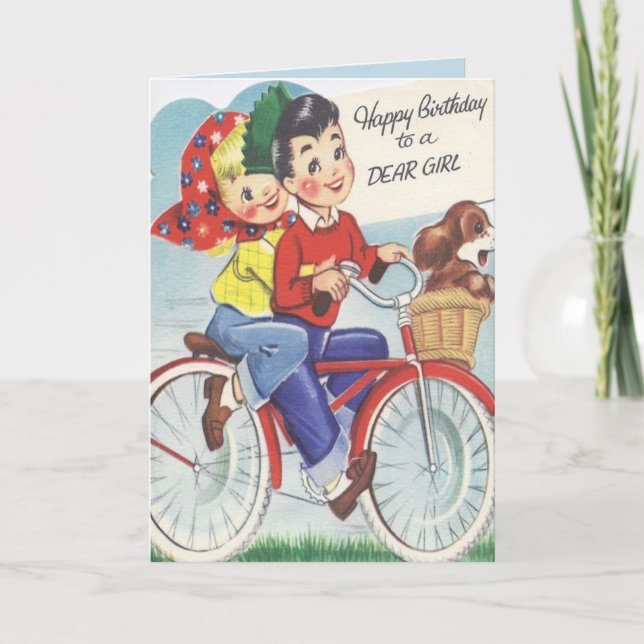Cute Vintage Happy Birthday Card (Front)