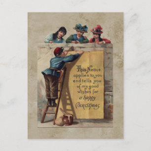 Cute Vintage Happy Christmas Greeting Postcard