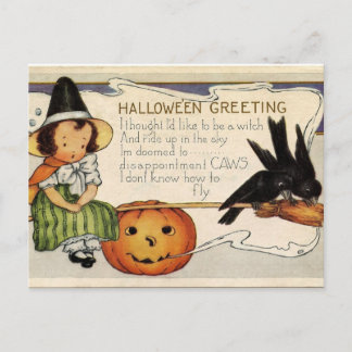 Cute Vintage Happy Halloween Greeting Postcard