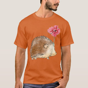 Cute Vintage Hedgehog & Flower Art T-Shirt
