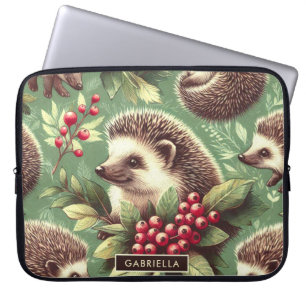 Cute Vintage Hedgehog Pattern Laptop Sleeve