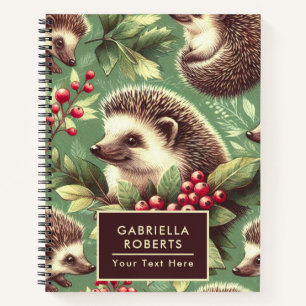 Cute Vintage Hedgehog Pattern Notebook