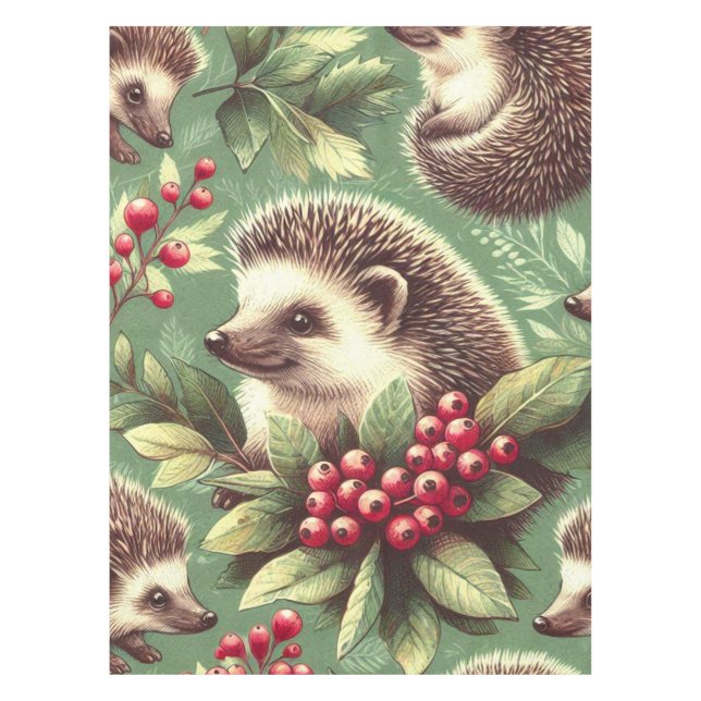 Cute Vintage Hedgehog Pattern Tablecloth (Front)
