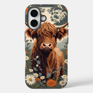 Cute Vintage Highland Cow iPhone 16 Case