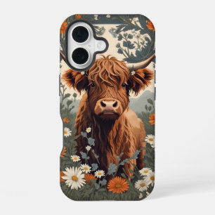 Cute Vintage Highland Cow iPhone 16 Case