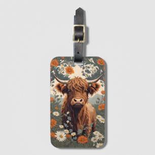 Cute Vintage Highland Cow  Luggage Tag