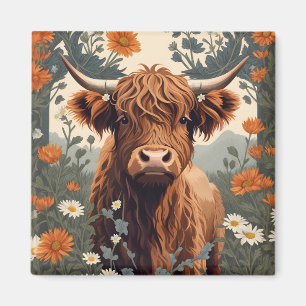 Cute Vintage Highland Cow  Magnet