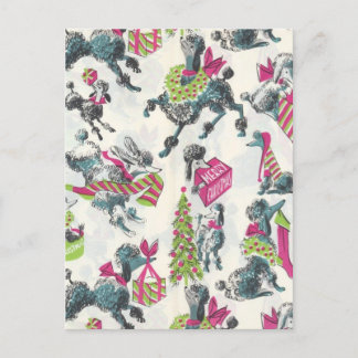 Cute Vintage Holiday Poodles Having Fun Postcard