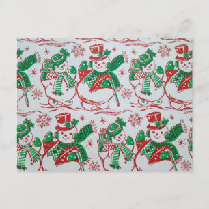 Cute Vintage Holiday Snowmen Postcard