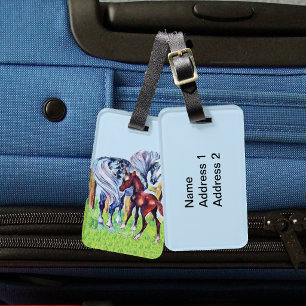 Cute Vintage Horses Mum Baby Luggage Tag