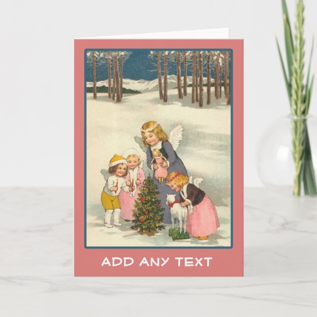 Cute Vintage Illustration on Holiday Cards (Front)