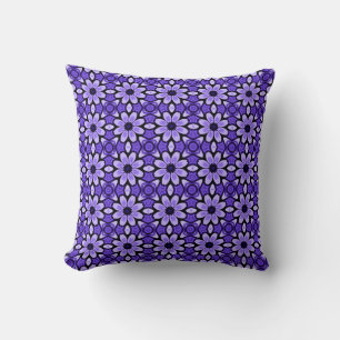 Cute Vintage Inspired Blue Abstract Floral Pattern Cushion