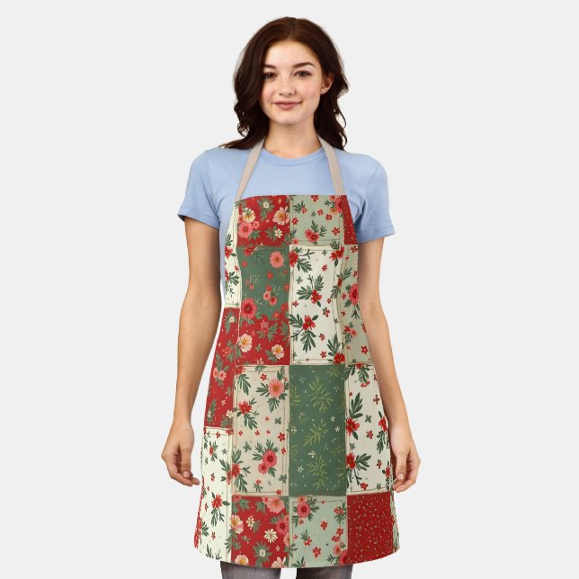 Cute Vintage Inspired Christmas Quilt Pattern  Apron (Worn)