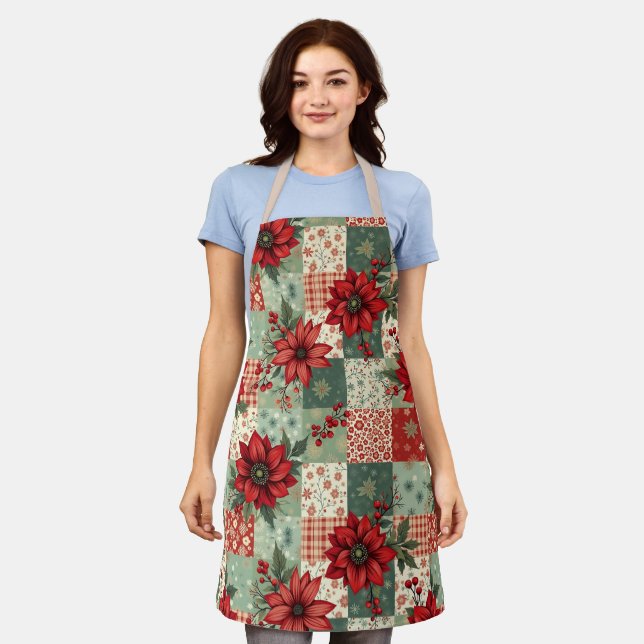 Cute Vintage Inspired Christmas Quilt Pattern  Apron (Worn)