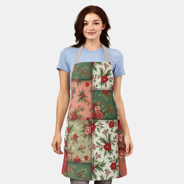 Cute Vintage Inspired Christmas Quilt Pattern  Apron (Worn)