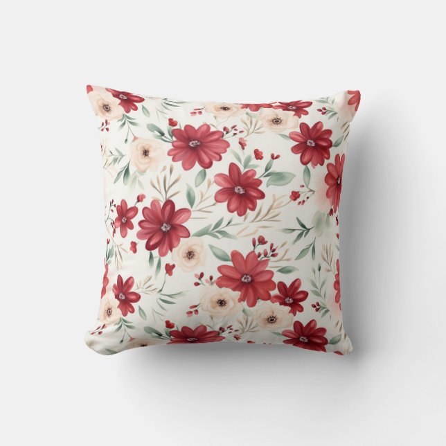 Cute Vintage Inspired Floral Pattern Cushion (Front)