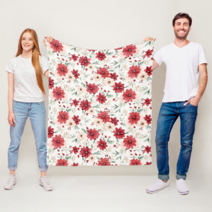 Cute Vintage Inspired Floral Pattern Fleece Blanket