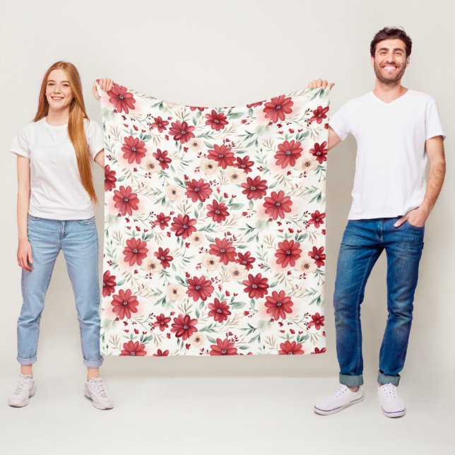 Cute Vintage Inspired Floral Pattern Fleece Blanket (In Situ)