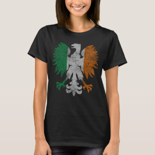 Cute Vintage Irish Polish Heritage Eagle Flag T-Shirt
