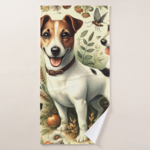 Cute Vintage Jack Russell Terrier Bath Towel