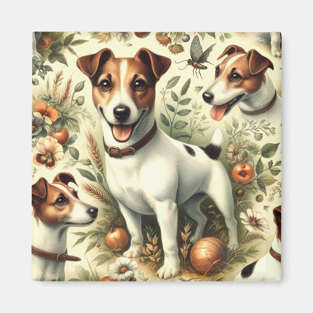 Cute Vintage Jack Russell Terrier Magnet (Front)