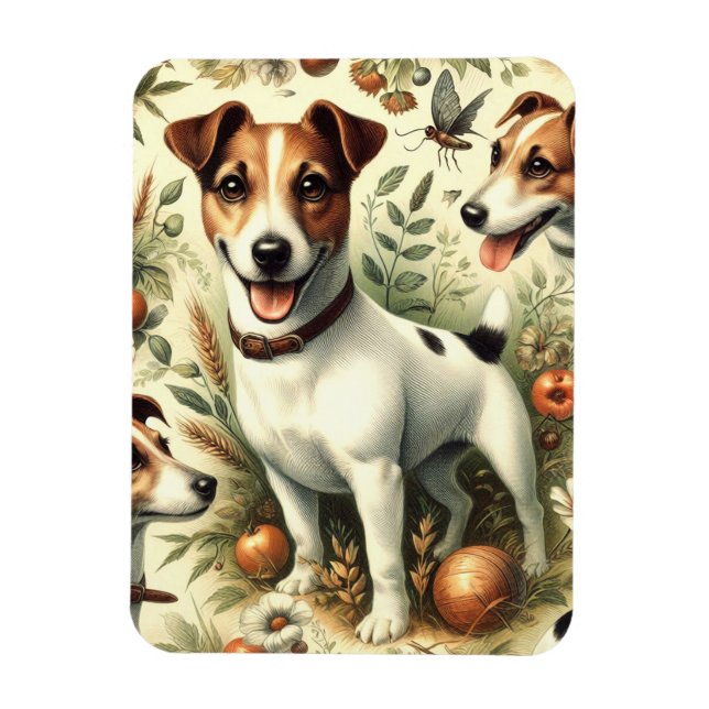 Cute Vintage Jack Russell Terrier Magnet (Vertical)