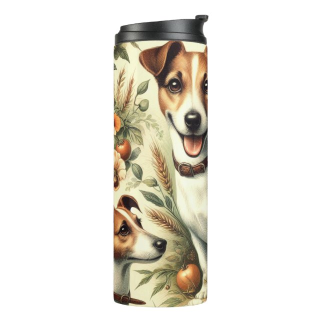 Cute Vintage Jack Russell Terrier Thermal Tumbler (Rotated Left)