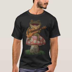 Cute Vintage Japanese frog playing guitar banjo on T-Shirt