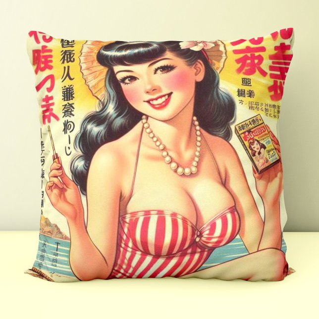Cute Vintage Japanese Girl Cushion (Creator Uploaded)