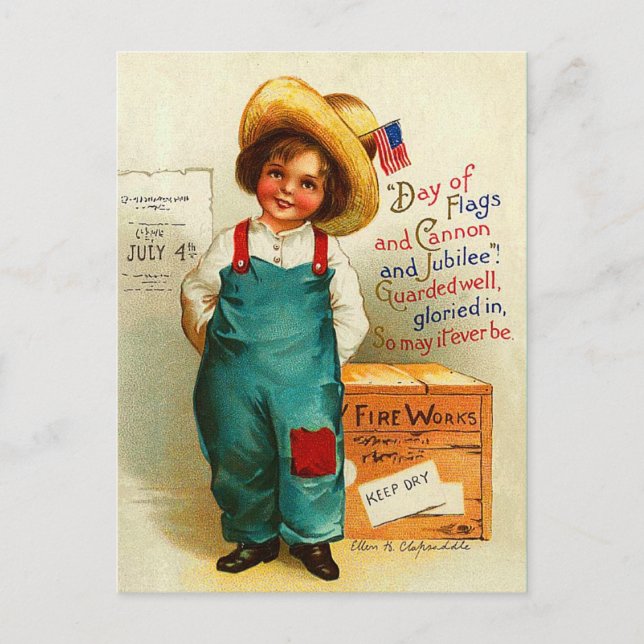 Cute Vintage July 4th Postcard (Front)